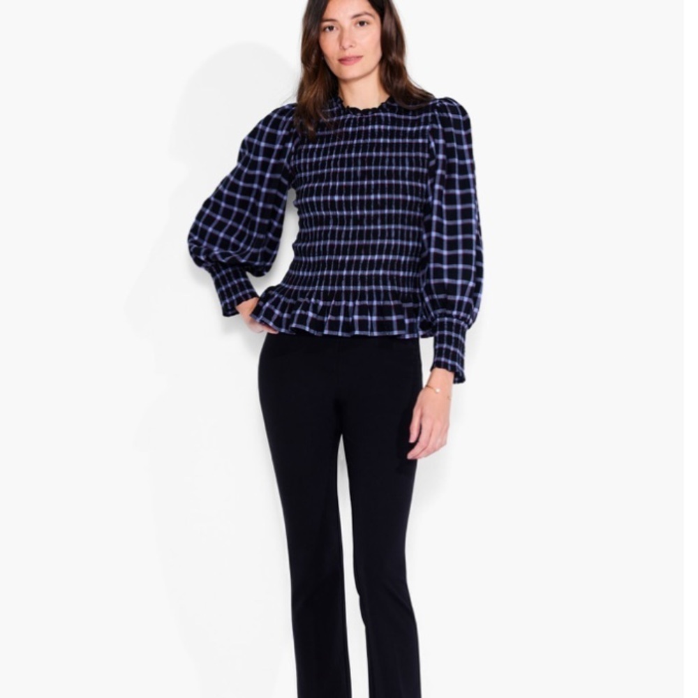 NIC+ZOE Twilight Plaid Smocked Top Sz M - Picture 3 of 8